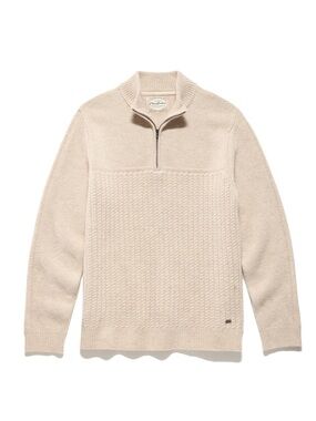 Flag & Anthem Quarter-Zip Cable Knit Sweater - Cream